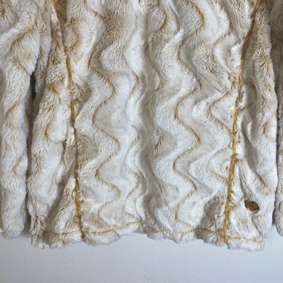 Simply Southern Size M Ripple Fleece Quarter Zip Pullover Orange Cream Soft Cozy - Picture 3 of 13